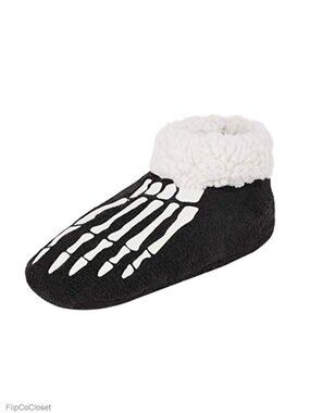 Skull Fuzzy Plush Mocc Boots Cotton Velvet Memory Foam Ankle Warm Indoor Outdoor